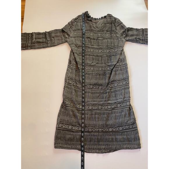 POL Size M Dark Gray Long Sleeve Lace Dress Boho Feminine - Picture 6 of 6